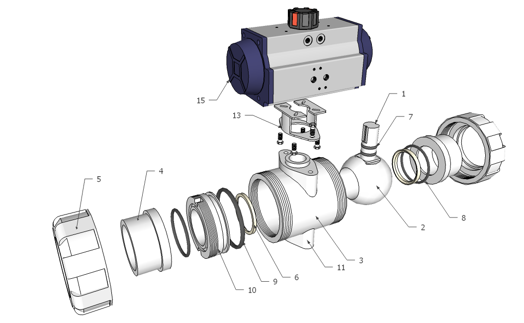 Double Acting PVC Ball Valve